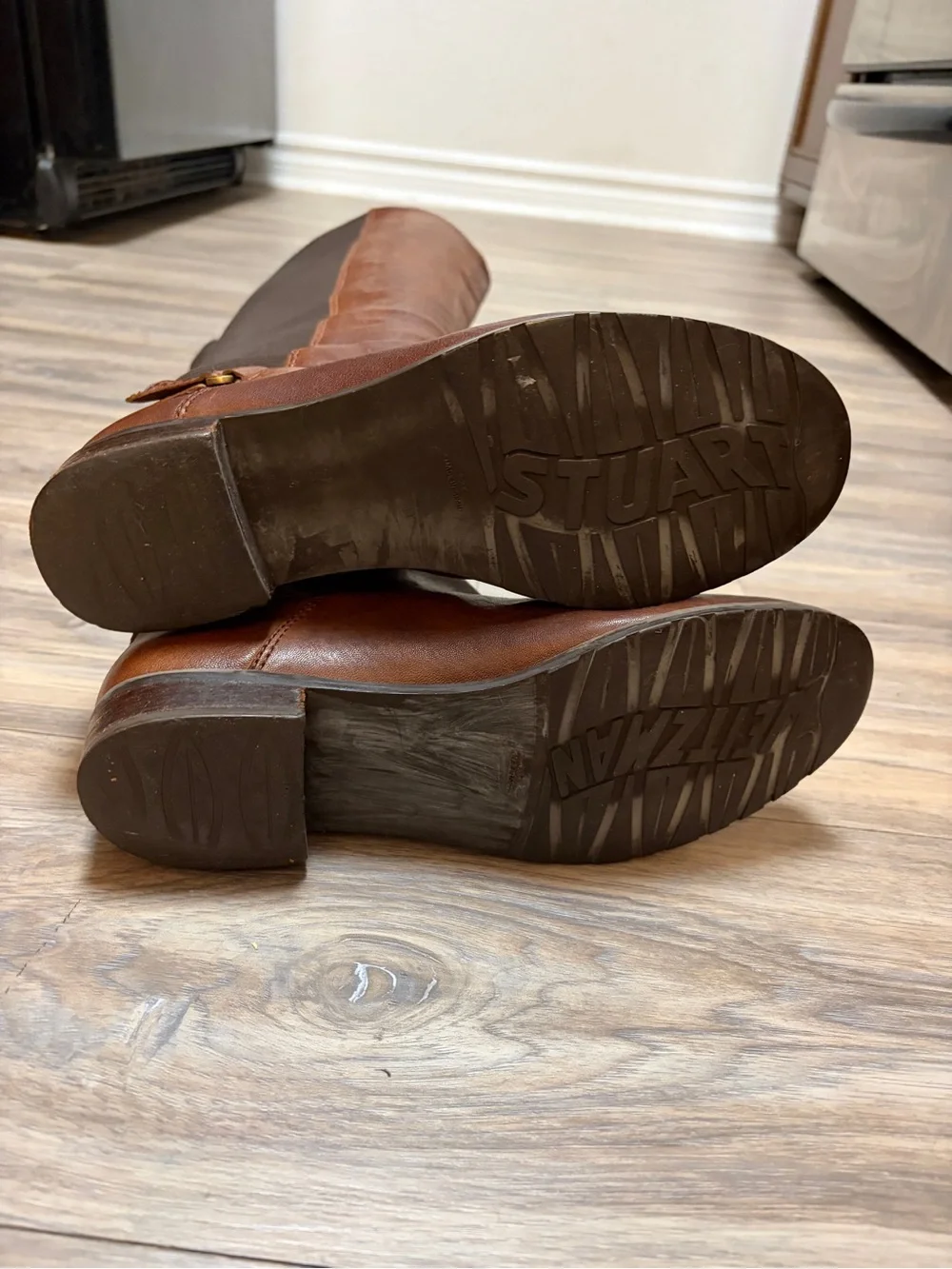 Stuart Weitzman Accumulate Tall Leather Riding Boots Brown Size 8